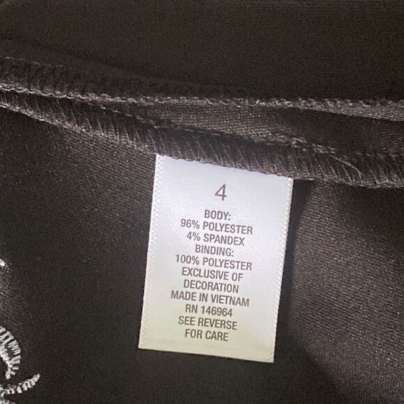 Roz & Ali Black Embroidered Fit & Flare Dress Crochet Hem 4 Cottagecore Chic - Picture 3 of 6